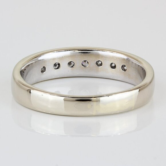18K White Gold Diamond Wedding Band Anniversary Ring - Picture 5 of 8
